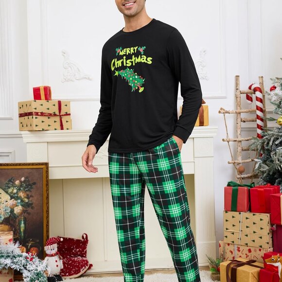 Matching Christmas Pajama Set Long Sleeve Sleepwear with Pockets - Picture 4 of 4